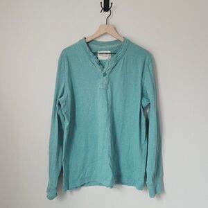 Eddie Bauer Blue Green Henley Size Large